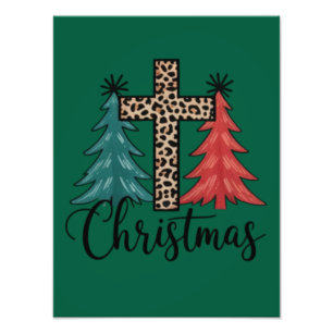 Leopard Kreuz Weihnachtsbäume Christlich  Fotodruck