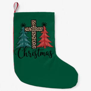 Leopard Kreuz Weihnachtsbäume Christlich Kleiner Weihnachtsstrumpf