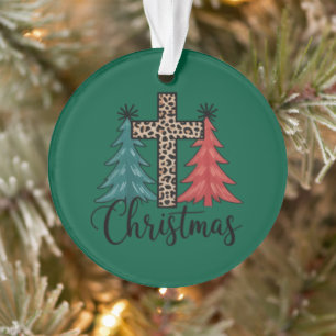 Leopard Kreuz Weihnachtsbäume Christlich  Ornament