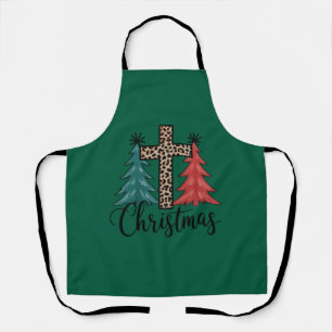 Leopard Kreuz Weihnachtsbäume Christlich  Schürze