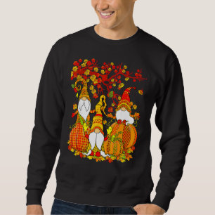 Leopard Kürbis Druck Karo Gnome Herbst Herbst Tha Sweatshirt