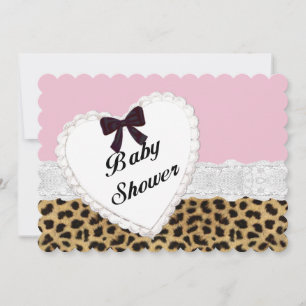 Leopard Lace Heart Baby Dusche Einladung