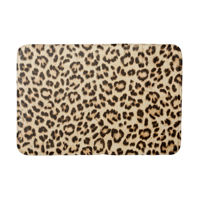 Leopard Leder Druckmuster Monogramm Badematte (Vorderseite)