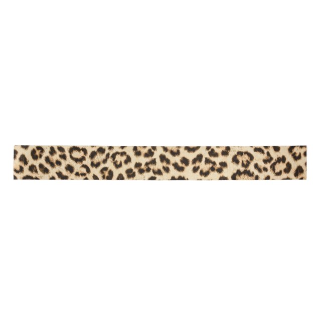 Leopard Leder Druckmuster Monogramm Satinband (Vorderseite)