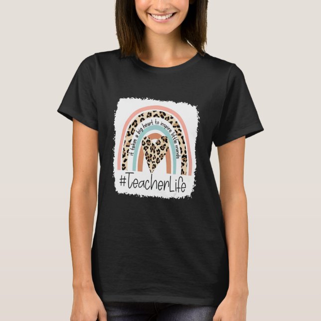 Leopard-Lehrer Rainbow Back to School Bleblage T-Shirt (Vorderseite)