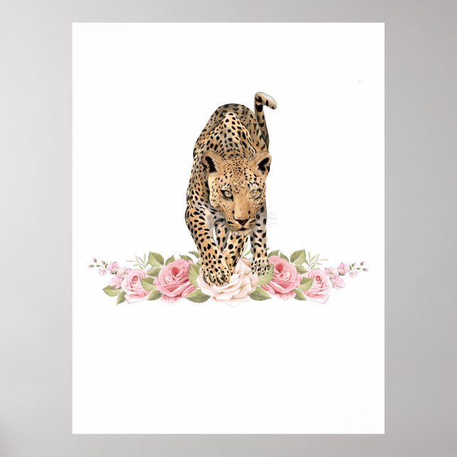 Leopard, Leopard-Rose, Leopard-Blume Poster (Vorne)