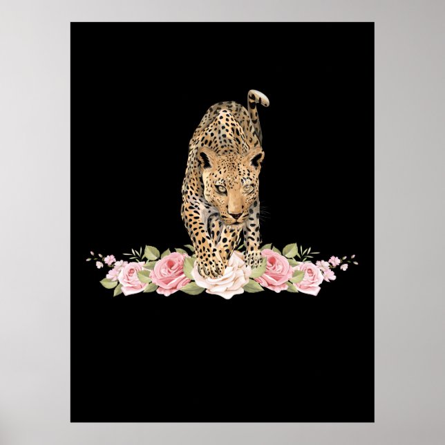Leopard, Leopard-Rose, Leopard-Blume Poster (Vorne)