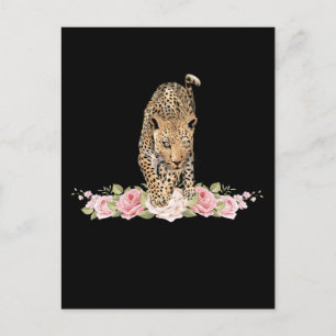 Leopard, Leopard Rose, Leopard Blume Postkarte