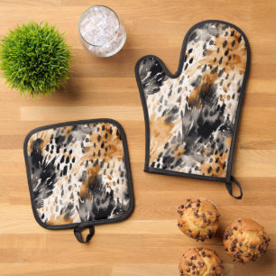 Leopard-Leopard-Tier Ofenhandschuh & Topflappen-Set