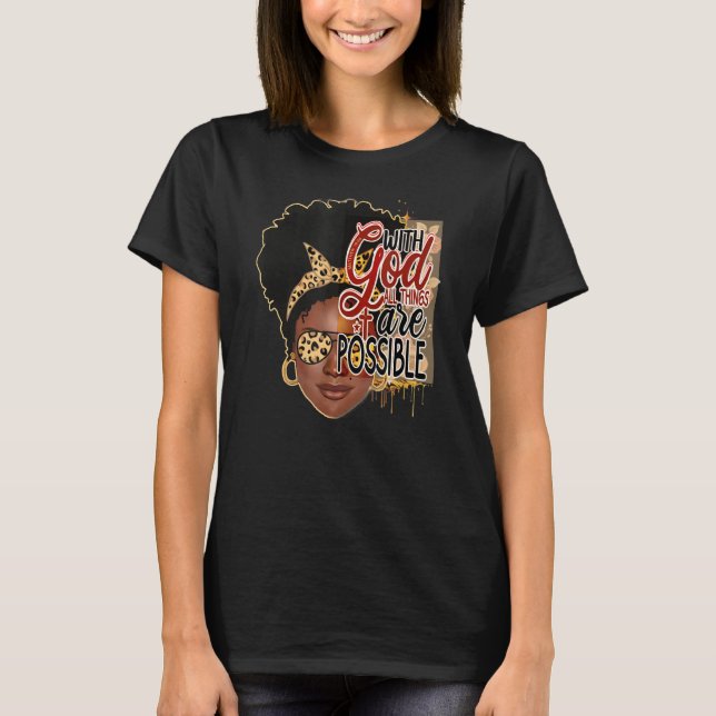 Leopard Liebe Afro Girl Faith Inspirational Bibel  T-Shirt (Vorderseite)