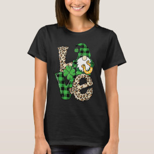 Leopard Liebe Gnome Lucky Kleeblatt St Patrick's D T-Shirt