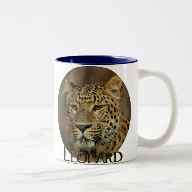 Leopard Liebe Kunst Zweifarbige Tasse (Rechts)