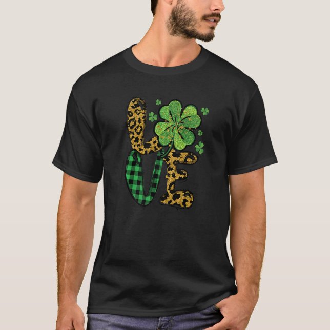 Leopard Liebe Lucky Kleeblatt C Irish St Patrick D T-Shirt (Vorderseite)