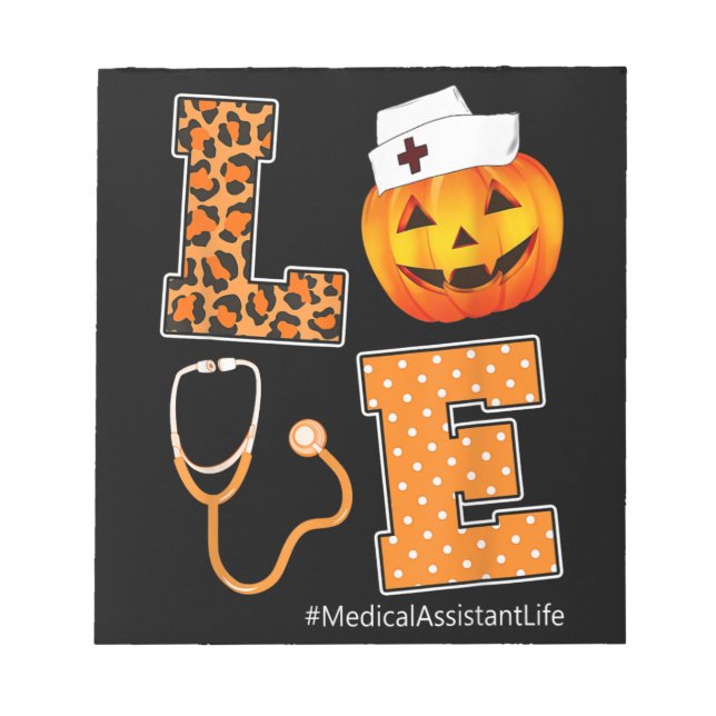 Leopard Liebe Medical Assistant Halloween Pumpkin Notizblock (Vorderseite)