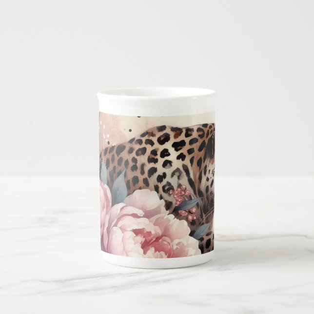 Leopard Liebe & Rose Tasse (Vorderseite)