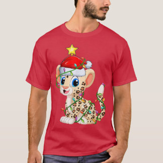 Leopard Lighting Xmas Tree Matching Leopard Christ T-Shirt