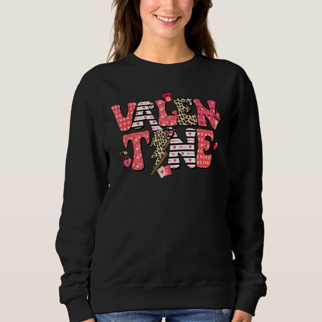 Leopard Lightning Vintage Valentines Day Couple Ma Sweatshirt (Vorderseite)