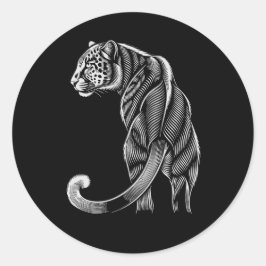 Leopard Line Art – Fierce & Fluid Runder Aufkleber