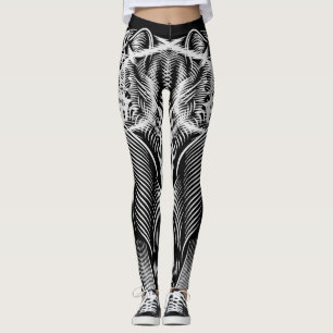 Leopard Line Flow – Künstlerisches Schwarz & Weiß Leggings