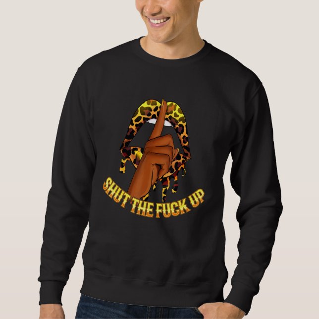 Leopard Lips Afro Diva Strong Black Melanin Woman Sweatshirt (Vorderseite)