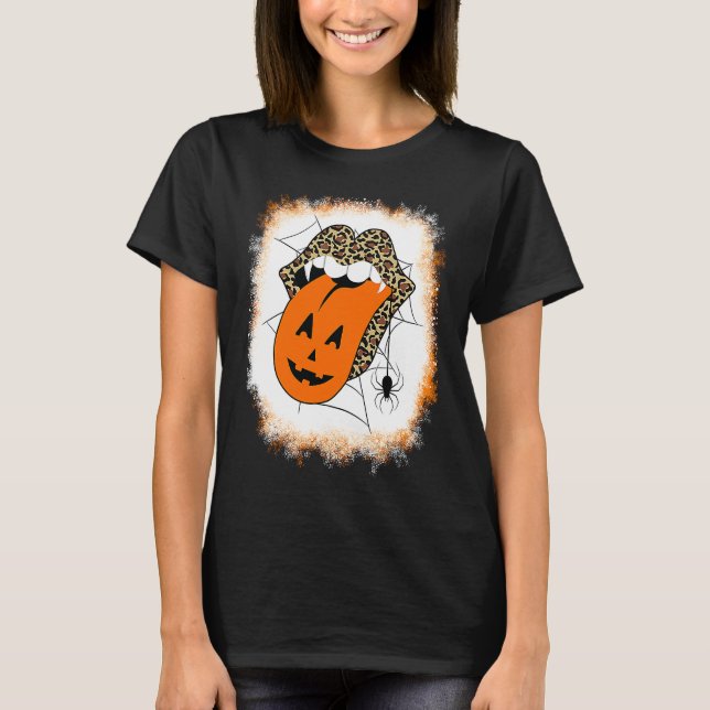 Leopard Lips Halloween Lips Vampire Mouth Pumpkin  T-Shirt (Vorderseite)