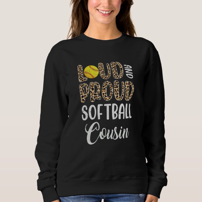 Leopard Loud Proud American Softball Cousin Family Sweatshirt (Vorderseite)