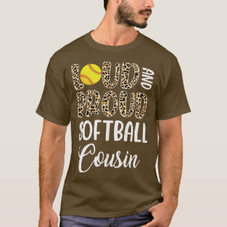 Leopard Loud Proud American Softball Cousin Family T-Shirt