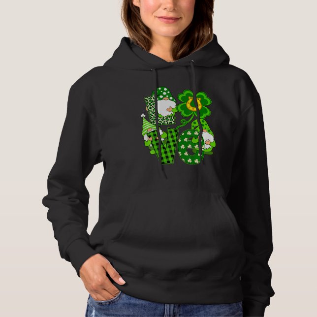 Leopard Love Three Gnomes Lucky Shamrock St. Patri Hoodie (Vorderseite)