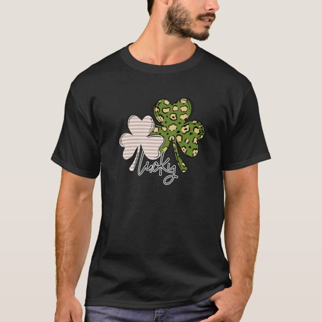 Leopard Lucky Charm Irish Kleeblatts St. Patrick's T-Shirt (Vorderseite)