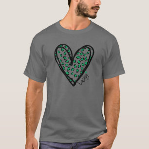 Leopard Lucky Heart Women Girls St Patrick's Day T-Shirt