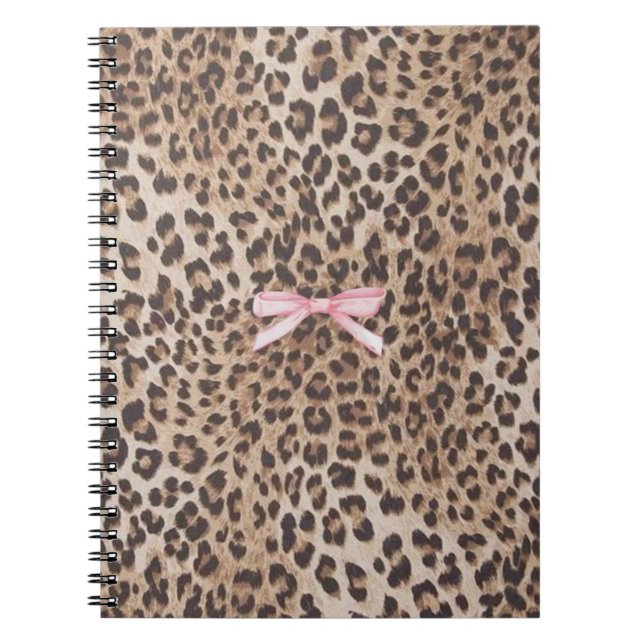 Leopard Luxe Notizbuch mit rosa Schleife Notizblock (Vorderseite)