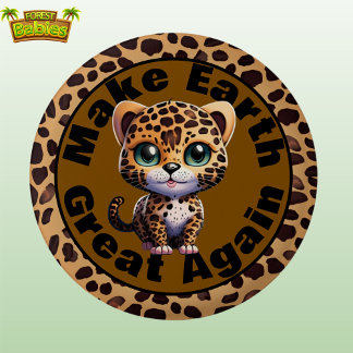 Leopard, macht die Erde wieder groß Niedlich Button