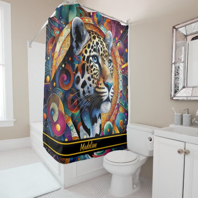 Leopard Majesty: Kühne Jungle Vibes Duschvorhang (Beispiel)