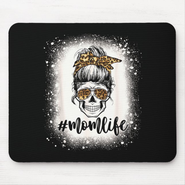 Leopard-Mama Leben süße unordentliche Frisur Mädch Mousepad (Vorne)