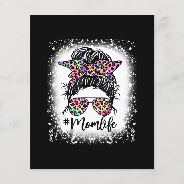 Leopard Mama Life Messy Bun Gefärbte Krawatte Mütt Flyer (Vorne)