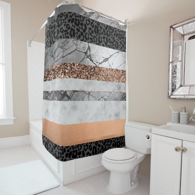 Leopard Marble Glitter Stripes Glam 3 Duschvorhang (Beispiel)