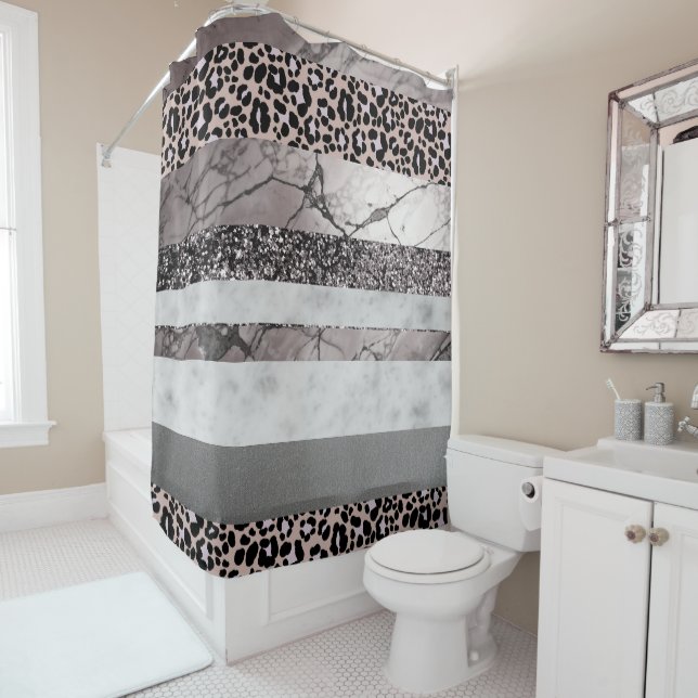 Leopard Marmor Glitter Streifen Glam 1 Duschvorhang (Beispiel)