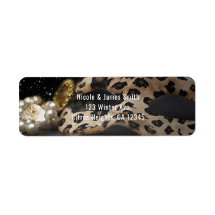 Leopard Masquerade Masken- und Perlenparty-Einladu