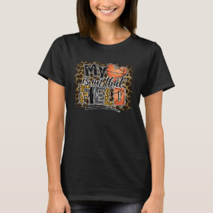 Leopard mein Herz ist auf der Basketballfeld-Mama T-Shirt