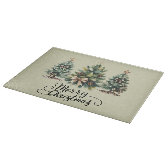 Leopard Merry Christmas Tree Coquette Bow Xmas Schneidebrett (Ecke)