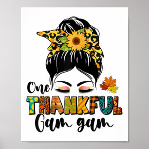 Leopard Messy Bun Fall Erntedank One Thanky G Poster