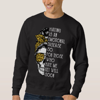 Leopard Messy Bun Skull Hating Emotional Disease S Sweatshirt