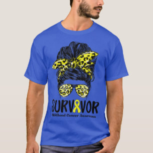 Leopard Messy Bun Women Survivor Kinderkrebs T-Shirt