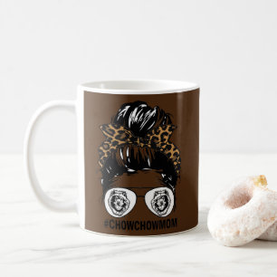 Leopard Messy Hair Bun Chow Chow Mama für Frauen Kaffeetasse