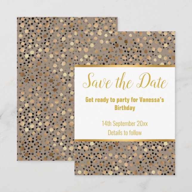 LEOPARD METALLIC SPOT RESPONSE RSVP CARD KARTE (Vorne/Hinten)