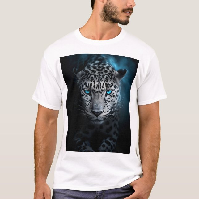 Leopard mit blauen Augen - Einzigartiger T - Shirt (Vorderseite)
