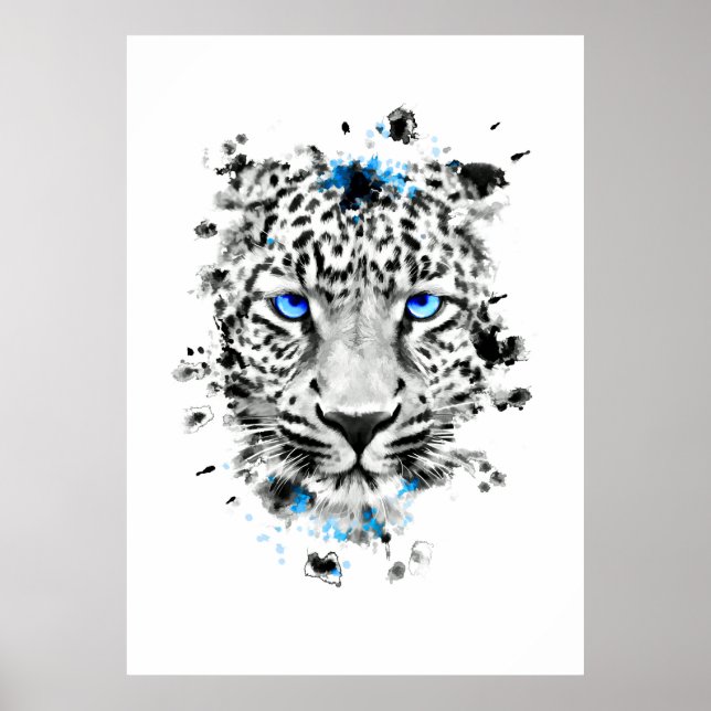 Leopard mit blauen Augen Poster (Vorne)