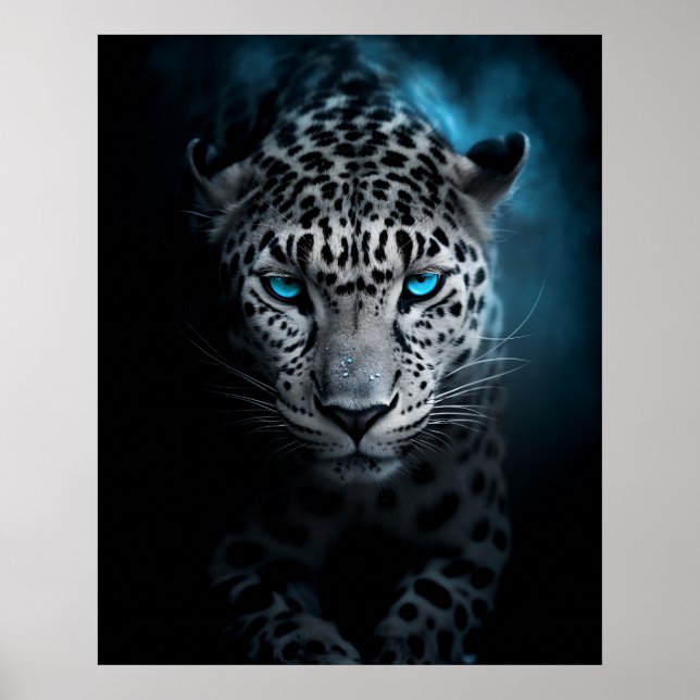 Leopard mit Blue Eyes Poster (Vorne)
