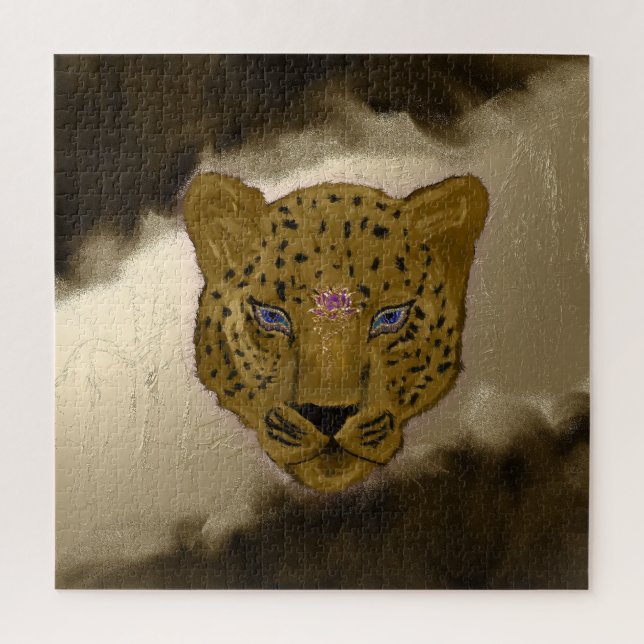 Leopard mit braunem Geode Puzzle (Vertikal)