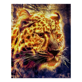 Leopard mit Licht Poster